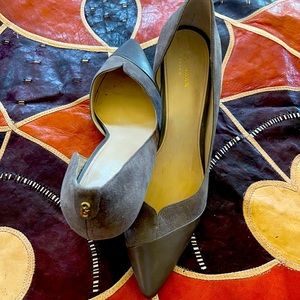 COLE HAAN patent leather and suede pumps.